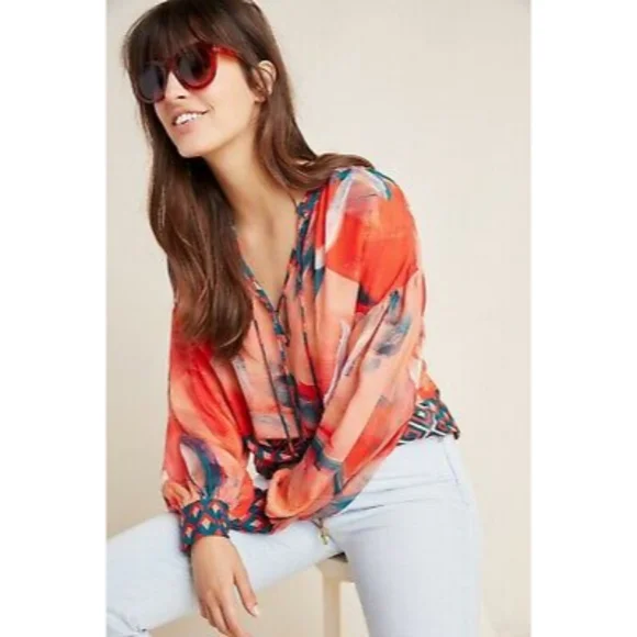 Anthropologie Bl^nk London Sierra Peasant Blouse - Picture 1 of 8
